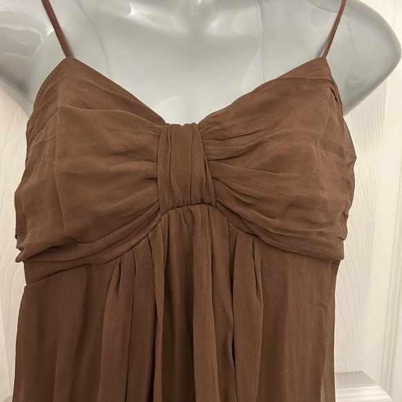 Brown, Silk Dress with Spaghetti Straps and Sequins, Sz 10 - Picture 2 of 12